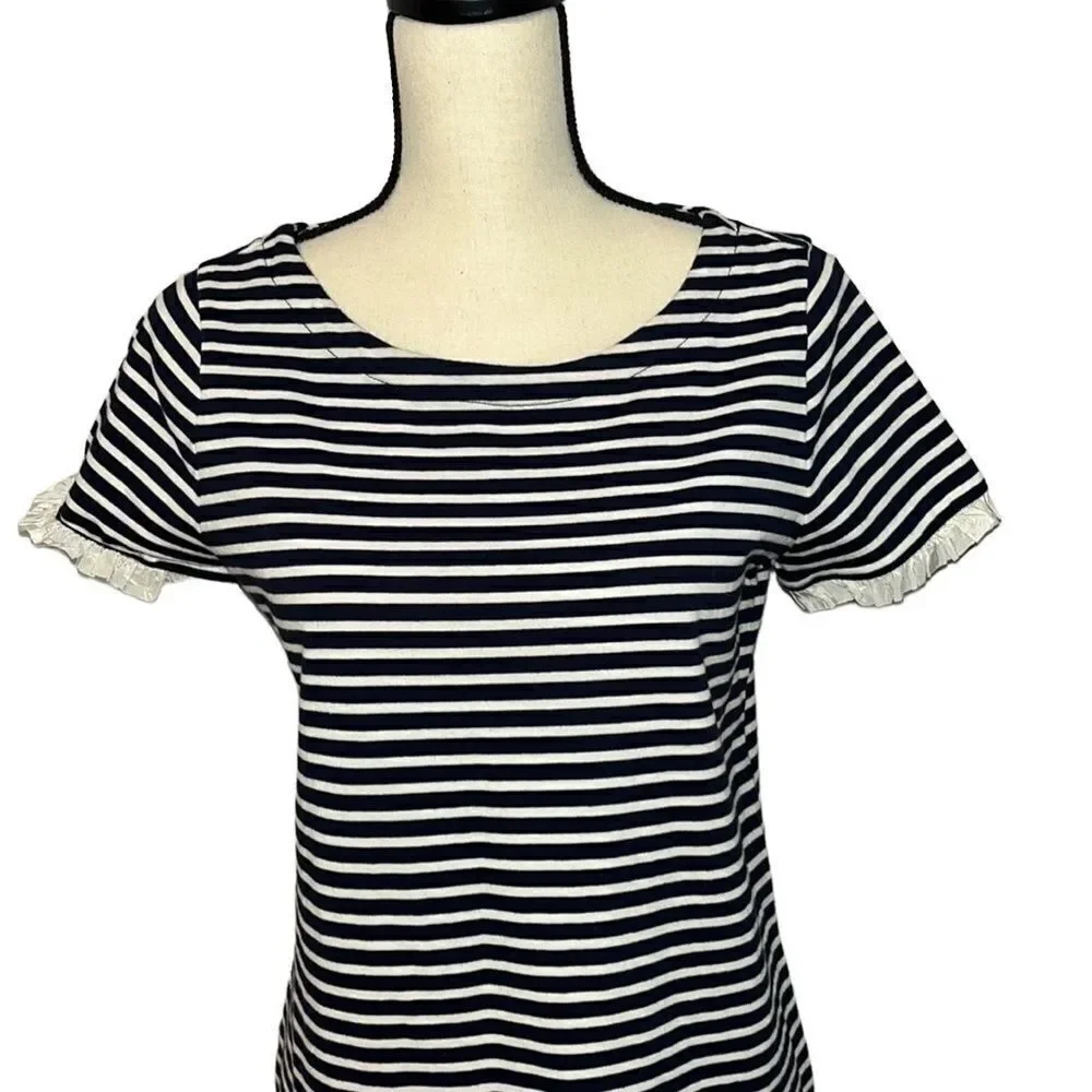 J. Crew Striped Poplin-Trimmed Dress